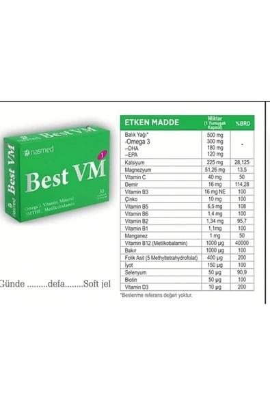 NASMED BEST VM1 YESIL 30 YUM JEL KAP - 6