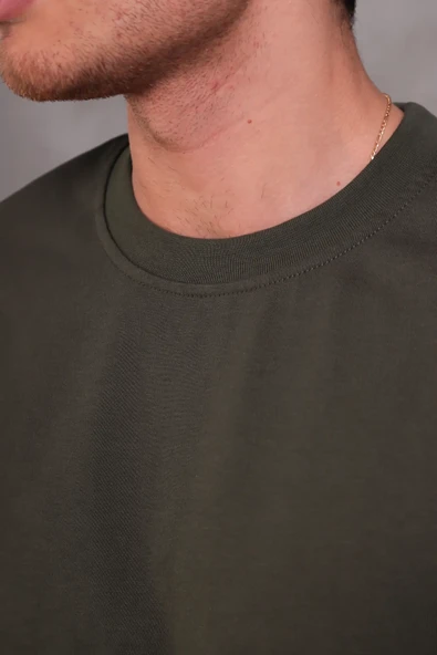 Erkek Relax Fit Bisiklet Yaka %100 Pamuk Rahat Kesim Basic Tişört - Resim 5