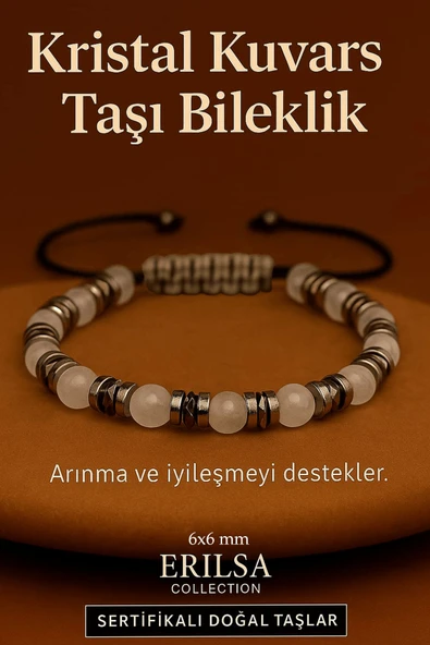Sertifikalı Kristal Kuvars Taşı Bileklik 8x8 mm – Arınma Saflık ve Şifa Taşı ürün görseli