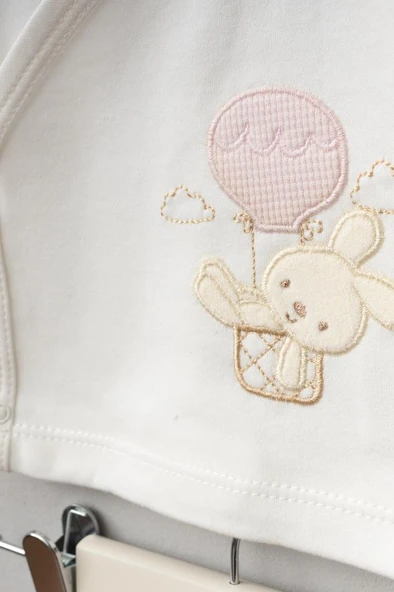 Bebitof %100 Pamuk Balonlu Tavşan Desenli 10 Parça Kutulu Yenidoğan Hastane Çıkışı Zıbın Seti BBTF.PMB.10110.17 - Resim 2