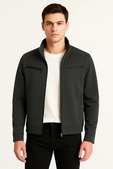 Xavir Büyük Beden Erkek Fermuarlı Mevsimlik Ceket - 7451 - 2