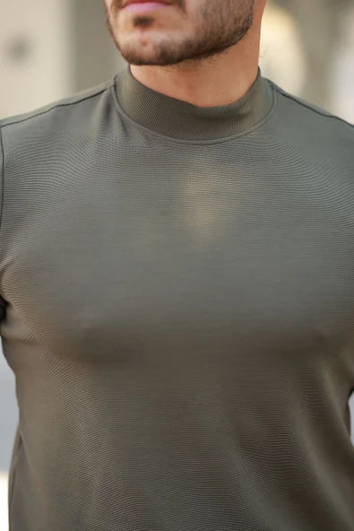 Erkek Yarım Balıkçı Yaka Kısa Kollu T-shirt - Resim 5