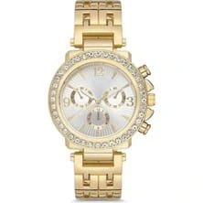 Metal Kordon Altın Renk Ve Taşlı Kadın Kol Saati - 4