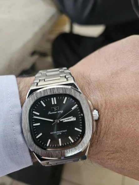 Kare Kasa Erkek Kol Saati - Paslanmaz Çelik,  Su Geçirmez KOL SAATİ - 3