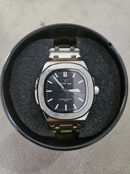 Kare Kasa Erkek Kol Saati - Paslanmaz Çelik,  Su Geçirmez KOL SAATİ - 2