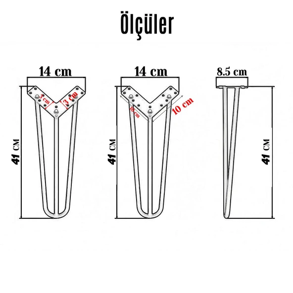 Sehpa Masa Ayağı 41 cm Gold Altın Metal Tekli Dayanıklı Mobilya Destek Yükseltici Ayak Modeli - Resim 2