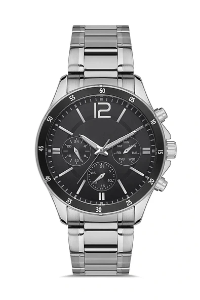 Gümüş Çelik Kordon Erkek Kol Saati Takvimli Siyah Kadran Özel Kutusunda - 4