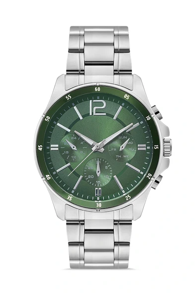 Gümüş Çelik Kordon Erkek Kol Saati Takvimli Yeşil Kadran Özel Kutusunda - 6