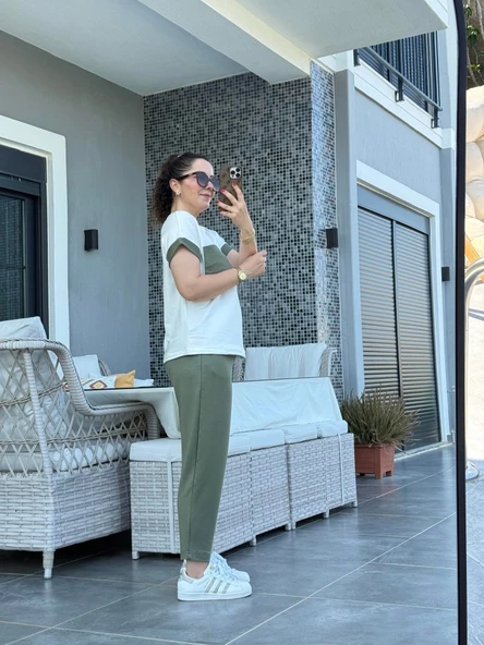 Kadın Kristal Kumaş Garnili Cep Detaylı Ikili Takım - Resim 3