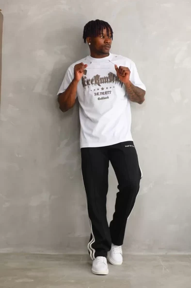 Unisex Oversize Kolye Dahil T-Shirt - Beyaz - 2