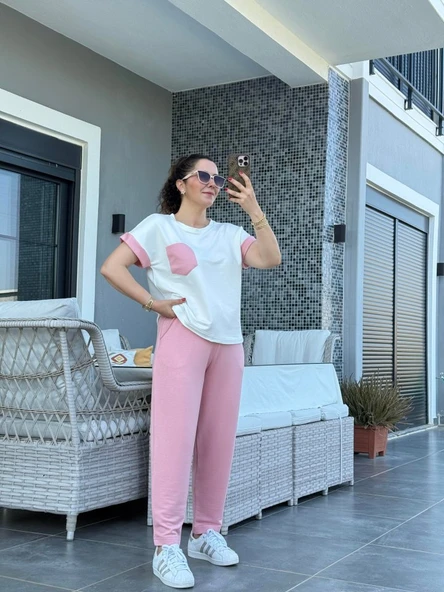 Kadın Kristal Kumaş Garnili Cep Detaylı Ikili Takım - Resim 2