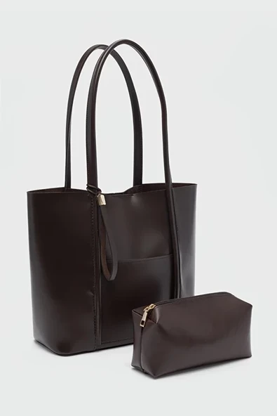 Yavrulu Omuz Çantası Kahve - Resim 3