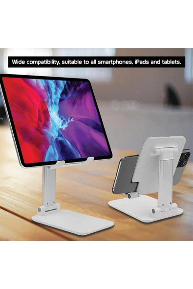 Katlanabilir Yükseklik Ayarlı Tablet Telefon Standı – 360° Döner, Taşınabilir, Ofis ve Ev Kullanımına Uygun - Resim 5