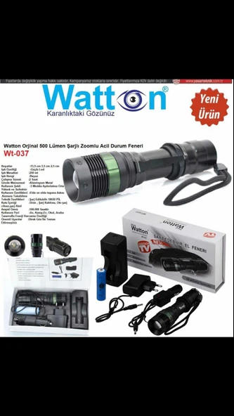 EL FENERİ Blackwatton Wt-037-Şarjlı Zoomlu Acil Durum Feneri ürün görseli 1