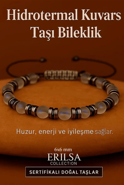 Sertifikalı Hidrotermal Kuvars Taşı Bileklik 8x8 mm – Huzur, Enerji ve Yenilenme Taşı ürün görseli