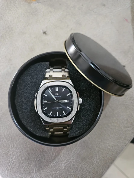 Kare Kasa Erkek Kol Saati - Paslanmaz Çelik,  Su Geçirmez KOL SAATİ - 4