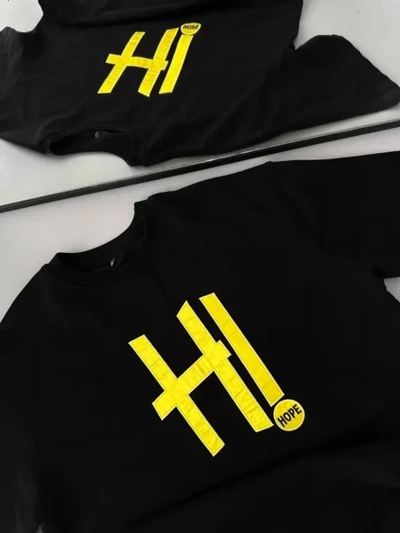 Unisex Nakış İşlemeli T-Shirt - Siyah - Resim 2