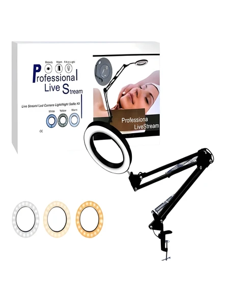 Katlanabilir LED Masa Lambası 3 Renk Modlu, Ayarlanabilir, Büyüteçli Güzellik ve Bakım Işığı ürün görseli 1