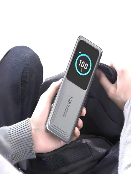 30000mAh 140W Hızlı Şarjlı TFT Ekranlı Kendinden Type-C Kablolu 2Type-C 1USB Girişli Powerbank - Resim 5