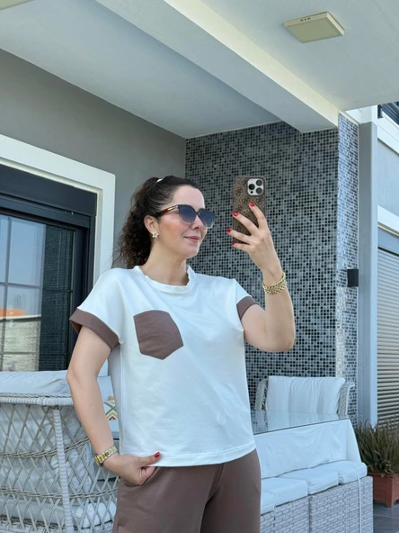 Kadın Kristal Kumaş Garnili Cep Detaylı Ikili Takım - Resim 3