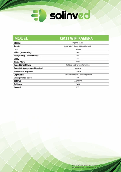 Güneş Enerjili Akıllı PTZ Wifi Kamera - CM 22 - 2
