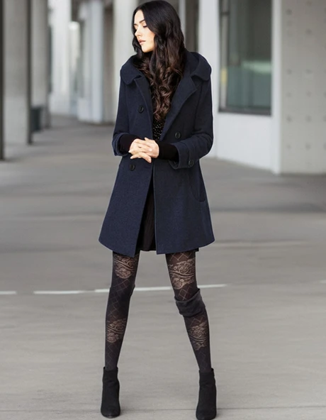 Yaka Detaylı Büyük Düğmeli Kaşe Kaban - Resim 3