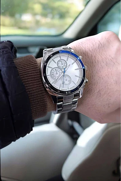 Erkek Kol Saati Gümüş Kordon (Beyaz Kadran) - 2