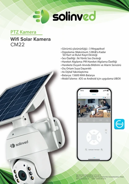 Güneş Enerjili Akıllı PTZ Wifi Kamera - CM 22 - 3