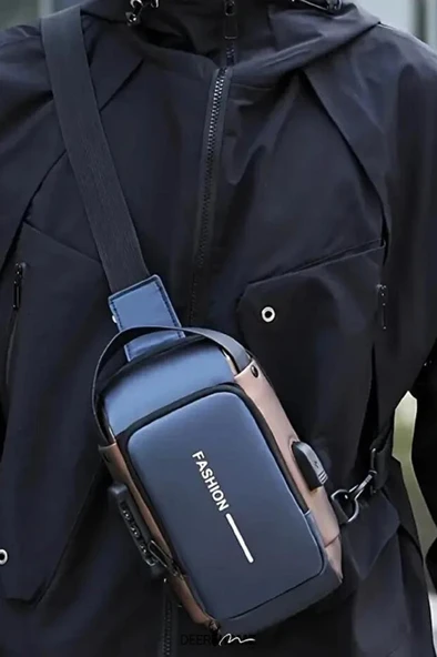 Usb Şarj Girişli Tek Kol Omuz Çanta Erkek Kadın Çapraz Askılı Kilitli Bel Göğüs Günlük El Çantası - Resim 7