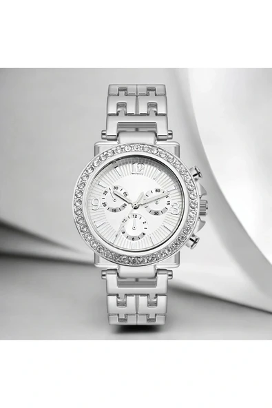 Metal Kordon Gümüş Renk Ve Taşlı Kadın Kol Saati - 4