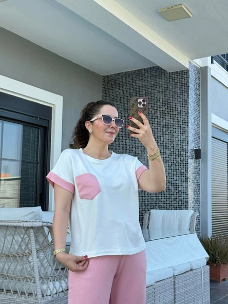 Kadın Kristal Kumaş Garnili Cep Detaylı Ikili Takım - Resim 4