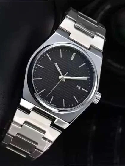 Gümüş Çelik Kordon Erkek Kol Saati Takvimli Siyah Kadran Özel Kutusunda - 2