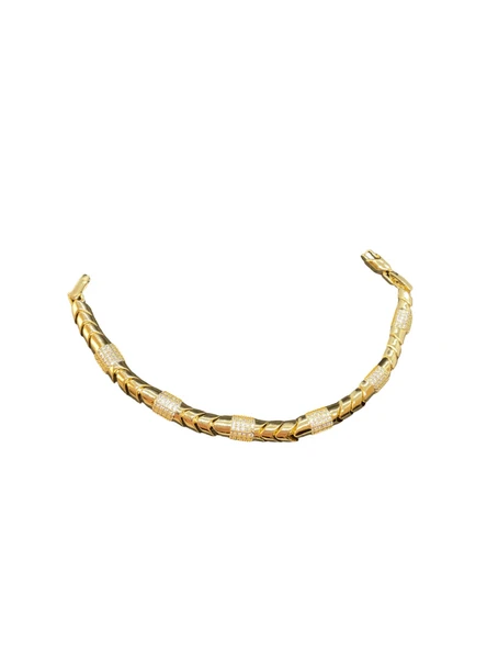 Altın Renk VIP Model Taş ve Yuvarlak Tasarım 316L Çelik Kadın Bileklik | Parlak ve Şık Hediye ürün görseli 1