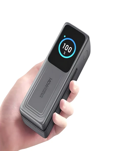 30000mAh 140W Hızlı Şarjlı TFT Ekranlı Kendinden Type-C Kablolu 2Type-C 1USB Girişli Powerbank - Resim 4