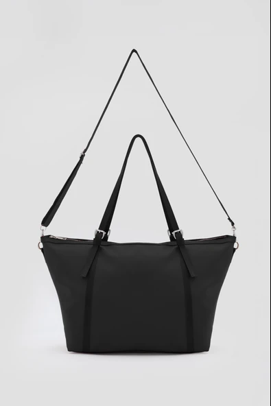 Çift Askılı Omuz Çantası Siyah - Resim 5