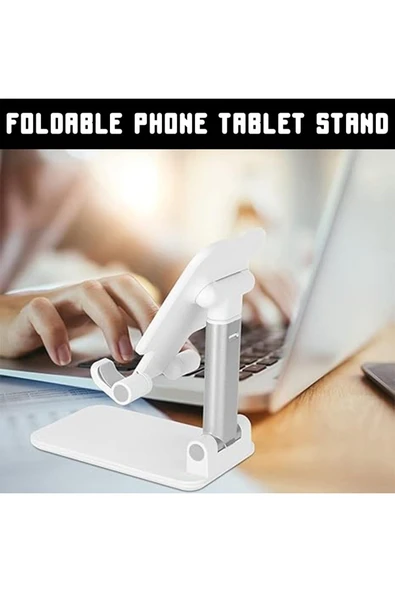 Katlanabilir Yükseklik Ayarlı Tablet Telefon Standı – 360° Döner, Taşınabilir, Ofis ve Ev Kullanımına Uygun - Resim 8