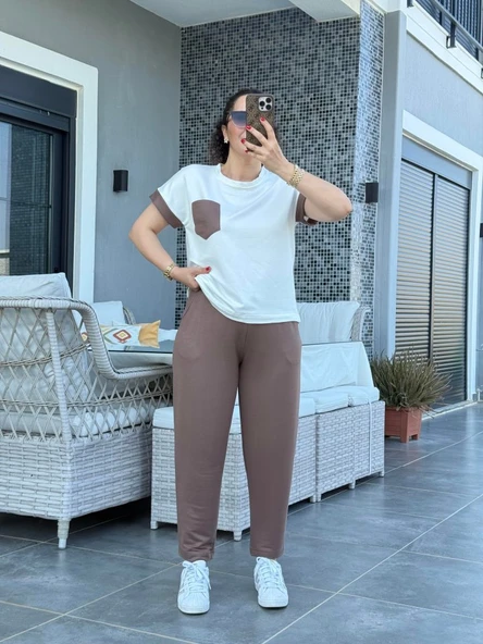 Kadın Kristal Kumaş Garnili Cep Detaylı Ikili Takım - Resim 2