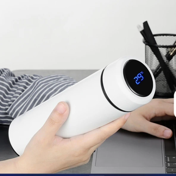 Çelik Dijital Led Sıcaklık Göstergeli Akıllı Termos Matara 400 ml - Resim 10