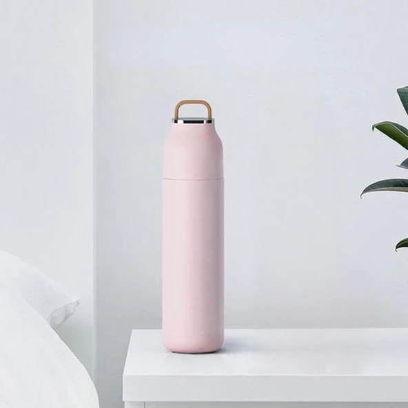 Paslanmaz Çelik Bardak kapaklı, Tutacaklı, Mat Gövdeli Termos 400 ml - Resim 9