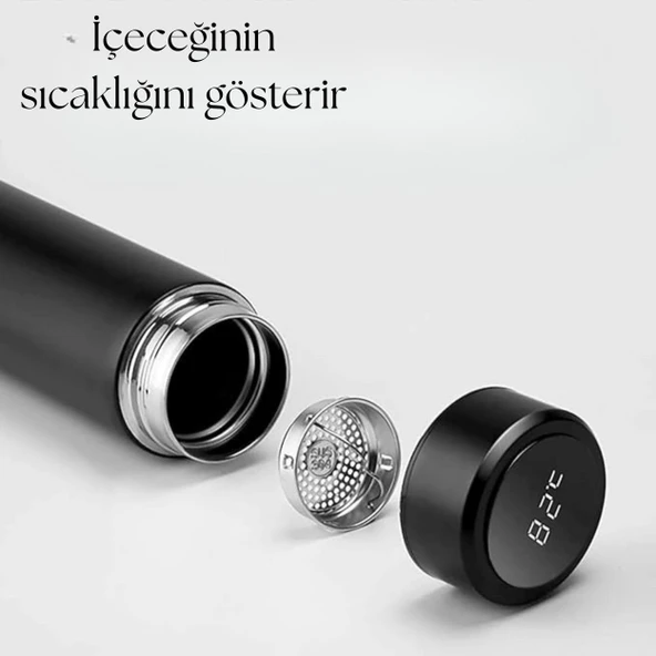 Çelik Dijital Led Sıcaklık Göstergeli Akıllı Termos Matara 400 ml - Resim 3