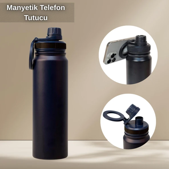 Paslanmaz Çelik Termos 780 ml-Manyetik Telefon Tutuculu ürün görseli