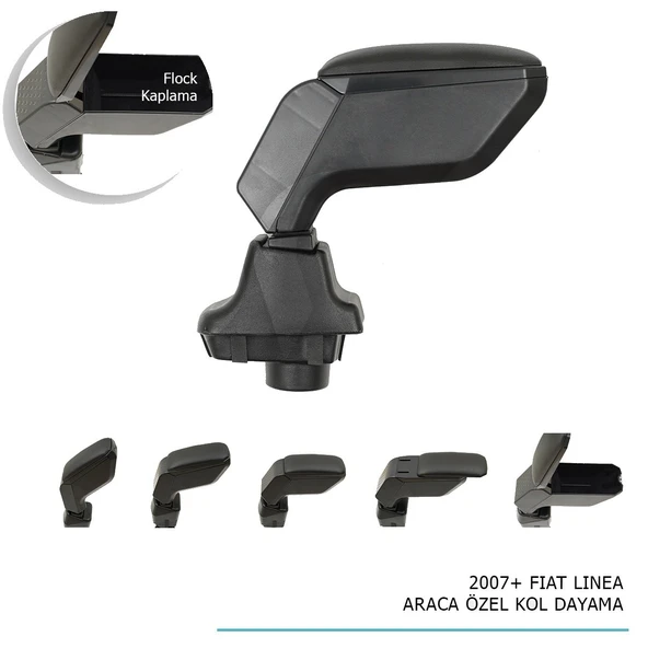 Fiat Linea Araca Özel Kol Dayama Kolçak Siyah 2007+ sonrası uyumlu Pnd - Resim 2
