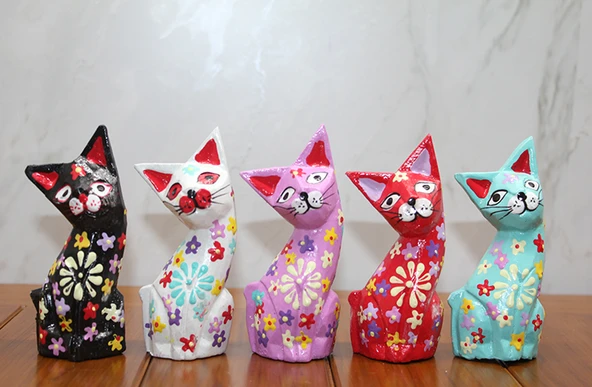 Ahşap 5'li Kedi Seti Model 2 ürün görseli 1