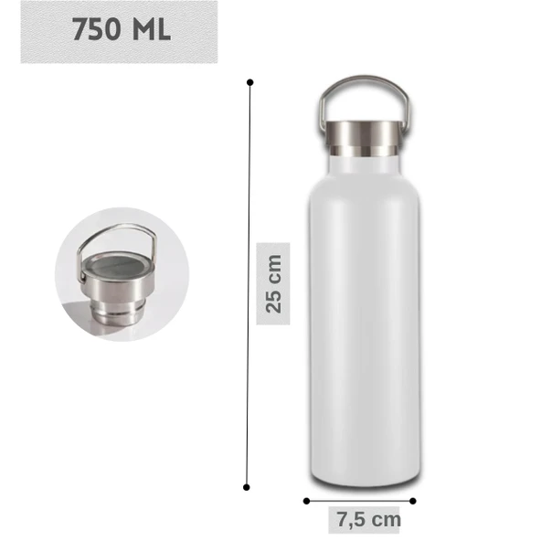 750 ml Paslanmaz Çelik Tutacaklı Termos Matara -Vakumlu Sızdırmaz - Resim 2