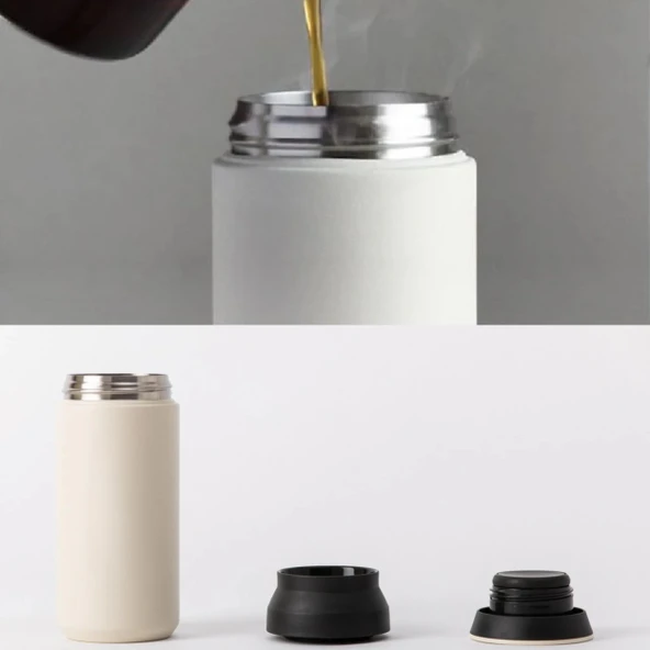 Paslanmaz Çelik Bardak Mug Termos 350 ml  Çift Katmanlı, Sızdırmaz Kapaklı - Resim 6