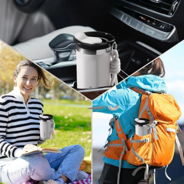 350 ml Paslanmaz Çelik Bardak Termos, Çift Katmanlı, Sızdırmaz Kapaklı - Resim 7