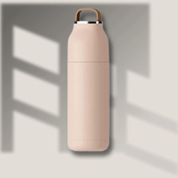 Paslanmaz Çelik Bardak kapaklı, Tutacaklı, Mat Gövdeli Termos 400 ml - Resim 6