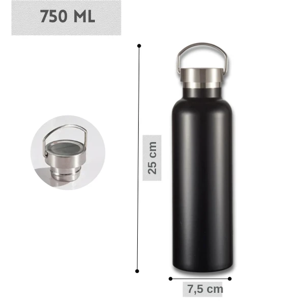 750 ml Paslanmaz Çelik Tutacaklı Termos Matara -Vakumlu Sızdırmaz - Resim 2