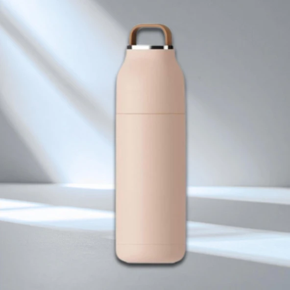 Paslanmaz Çelik Bardak kapaklı, Tutacaklı, Mat Gövdeli Termos 400 ml ürün görseli