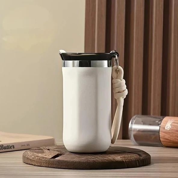 350 ml Paslanmaz Çelik Bardak Termos, Çift Katmanlı, Sızdırmaz Kapaklı - Resim 3